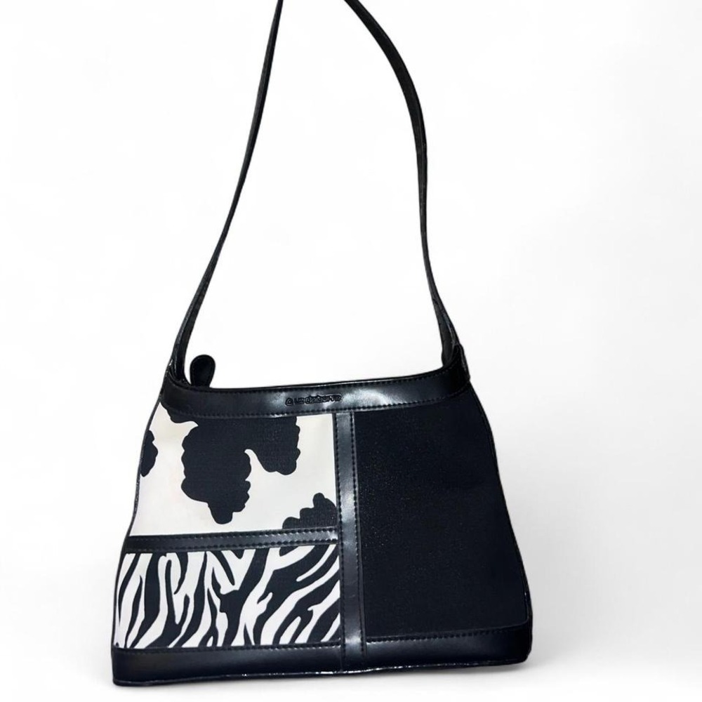 Vintage‎ Liz Claiborne Black Cow Print Zebra Print mini Bag Purse